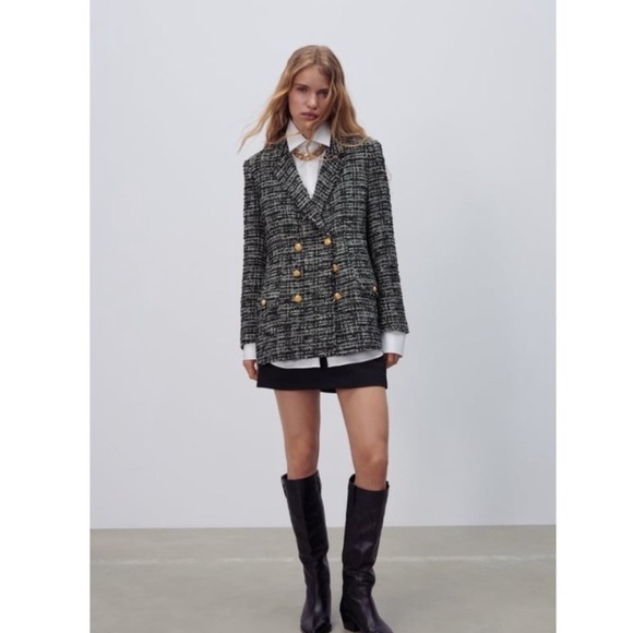 Zara double breasted textured blazer - Picture 4 of 5